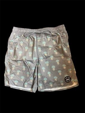 🔥Shorts 2/$15, 3/$20 Ron Jon Gray Pineapple Print Men’s Swim Trunks Men’s Small